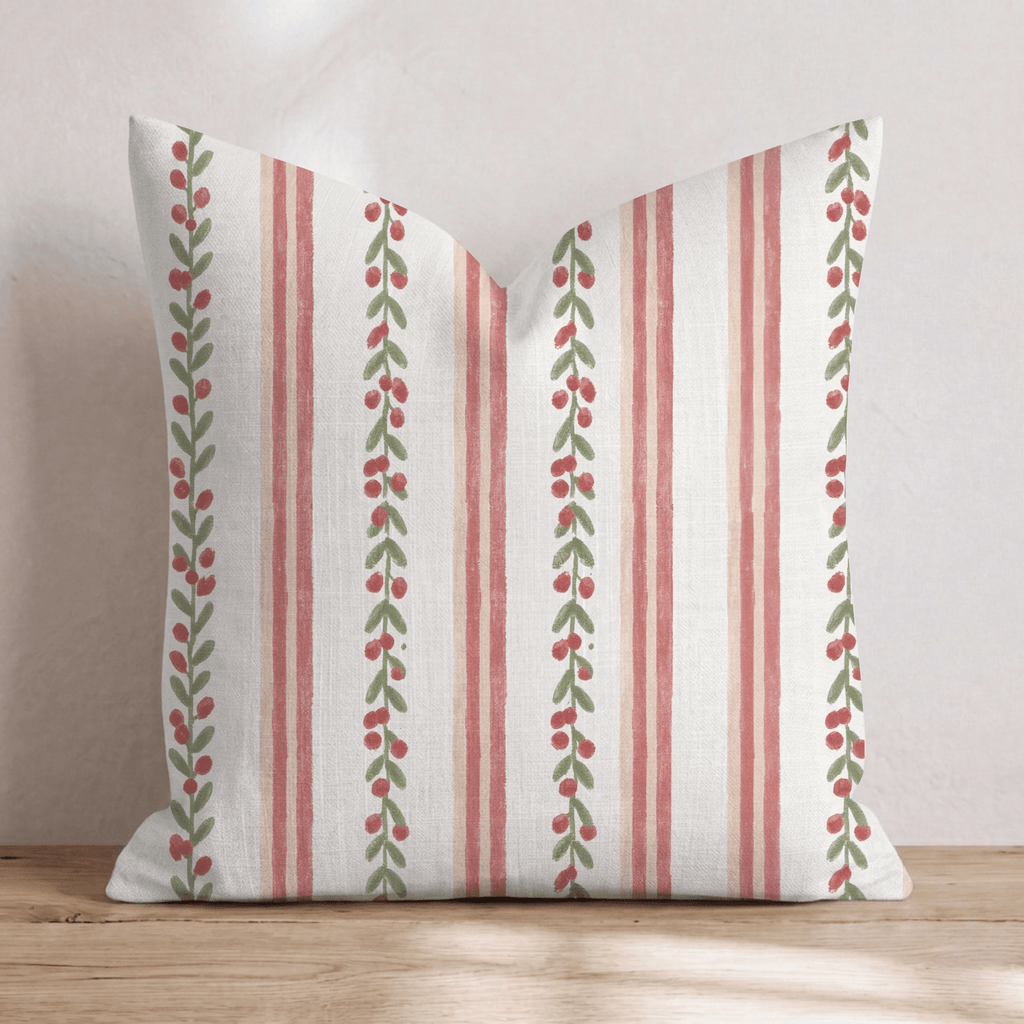 Cranberry Garland Throw Pillow throw pillow - Hillcroft Home