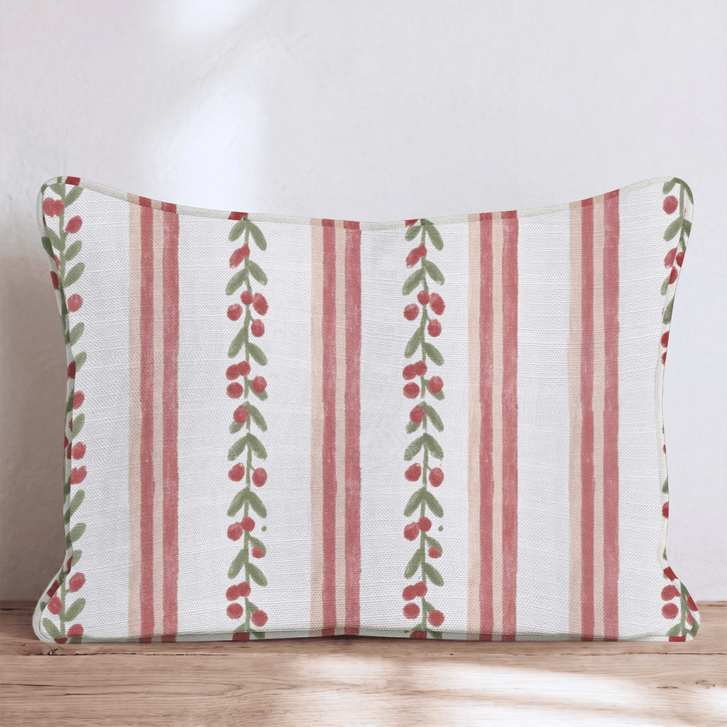 Cranberry Garland Throw Pillow throw pillow - Hillcroft Home