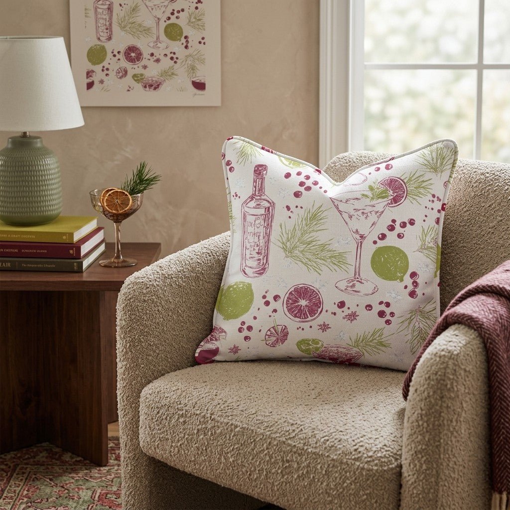 Cranberry Lime Cocktail Throw Pillow throw pillow - Hillcroft Home