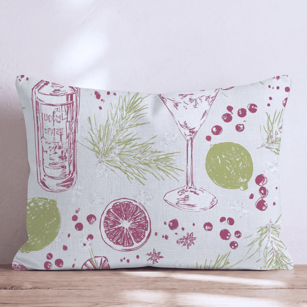 Cranberry Lime Cocktail Throw Pillow throw pillow - Hillcroft Home