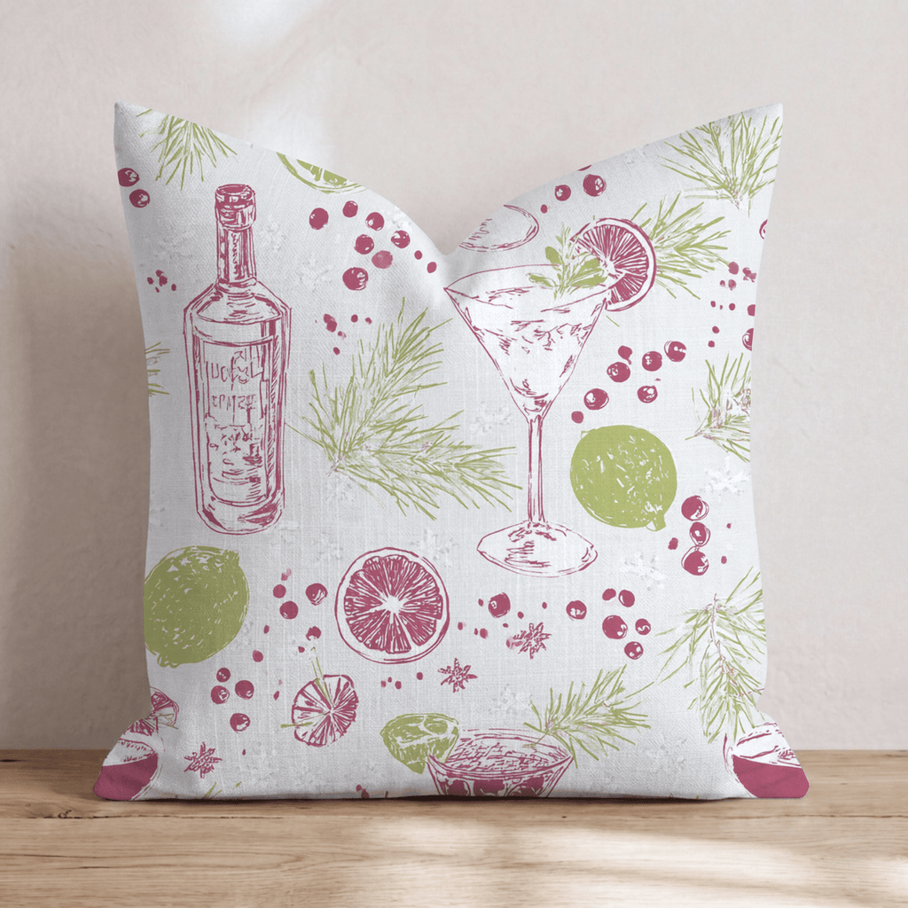 Cranberry Lime Cocktail Throw Pillow throw pillow - Hillcroft Home