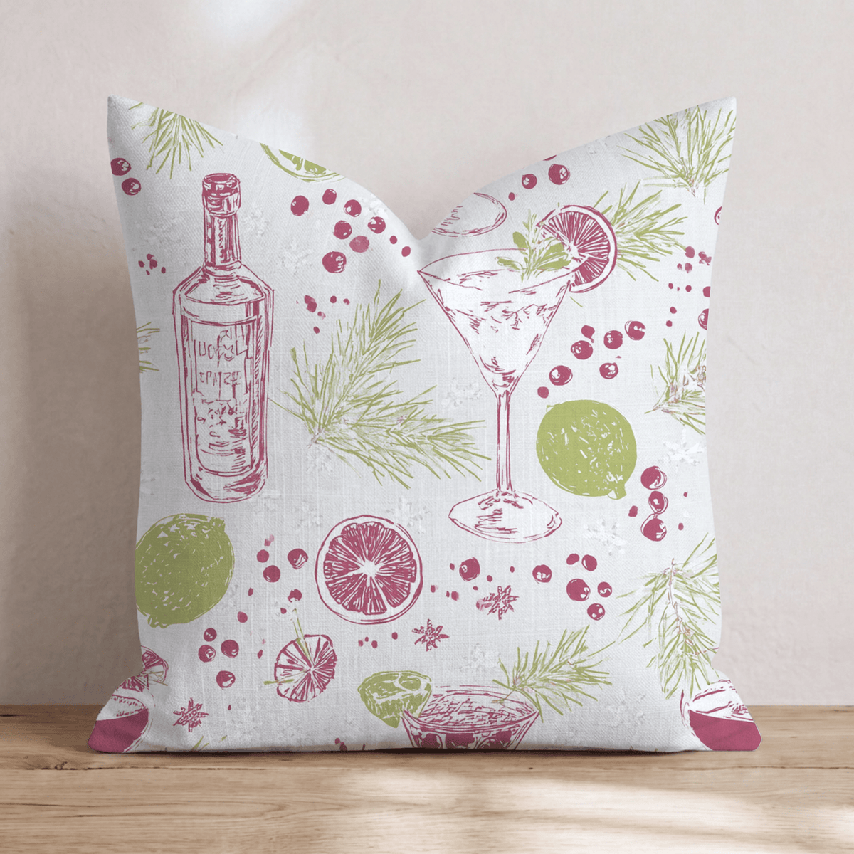 Cranberry Lime Cocktail Throw Pillow throw pillow - Hillcroft Home
