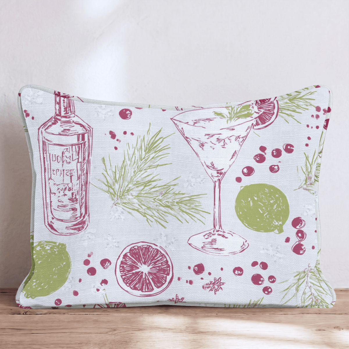 Cranberry Lime Cocktail Throw Pillow throw pillow - Hillcroft Home
