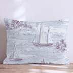 Cranberry Sailing Toile Throw Pillow - Hillcroft Home