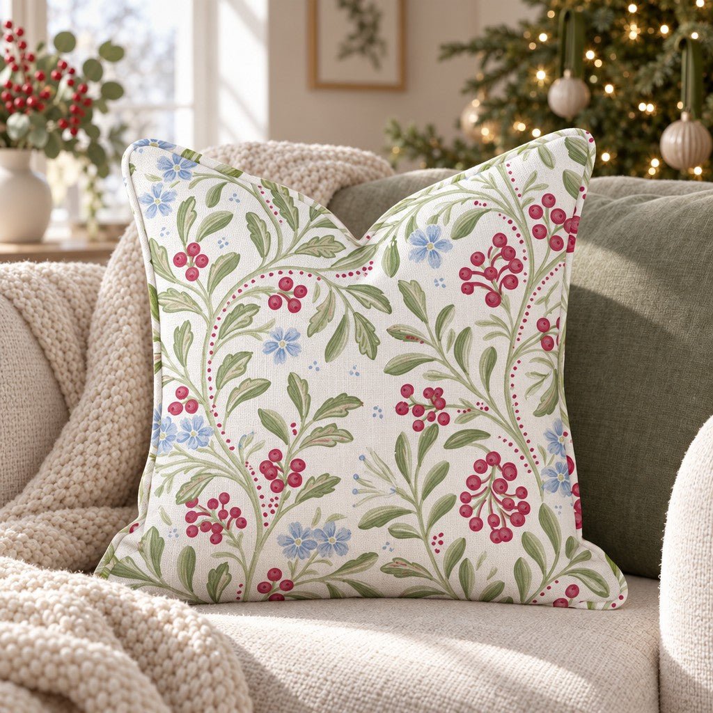 Cranberry Vine Throw Pillow throw pillow - Hillcroft Home
