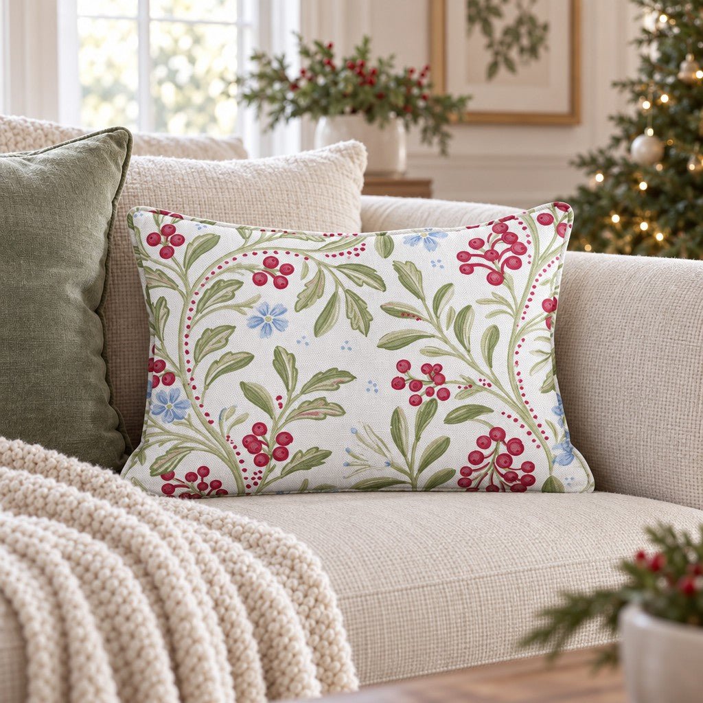 Cranberry Vine Throw Pillow throw pillow - Hillcroft Home