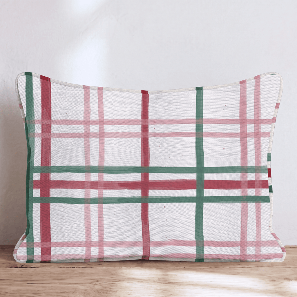 Cranberry Windowpane Throw Pillow throw pillow - Hillcroft Home