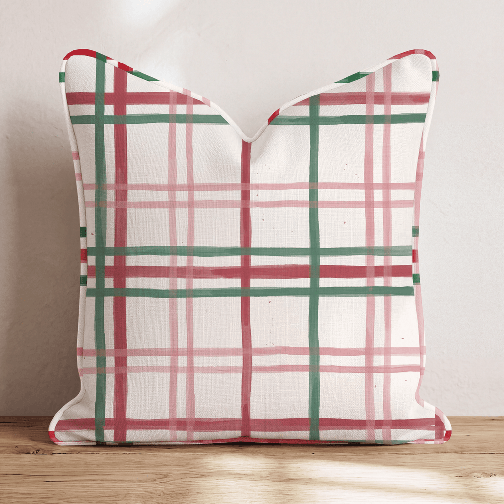 Cranberry Windowpane Throw Pillow throw pillow - Hillcroft Home