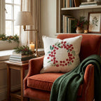 Cranberry Wreath Throw Pillow throw pillow - Hillcroft Home