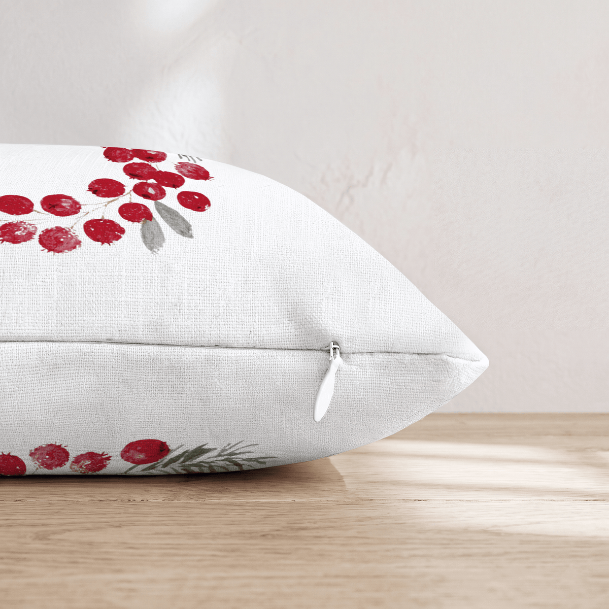 Cranberry Wreath Throw Pillow - Hillcroft Home