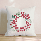 Cranberry Wreath Throw Pillow - Hillcroft Home
