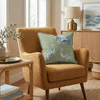Cranes in Green Throw Pillow - Hillcroft Home