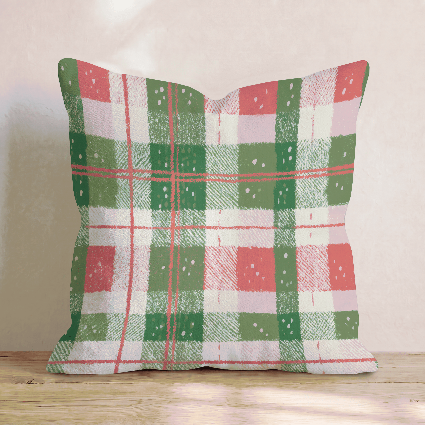 Crayon Textured Plaid Throw Pillow - Hillcroft Home