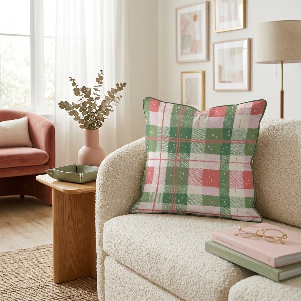 Crayon Textured Plaid Throw Pillow - Hillcroft Home