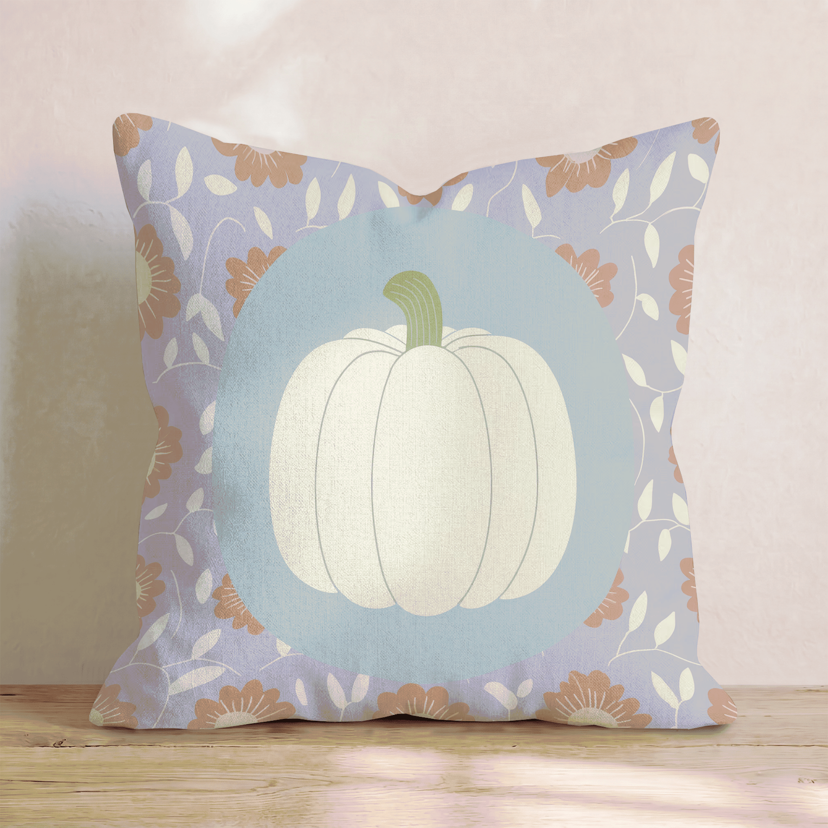 Cream Pumpkin Floral Throw Pillow - Hillcroft Home
