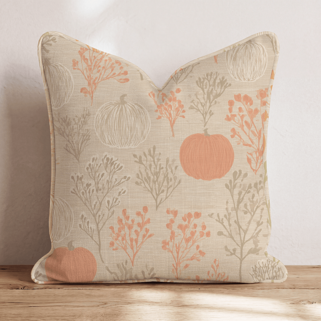 Cream Pumpkin on Linen Throw Pillow - Hillcroft Home