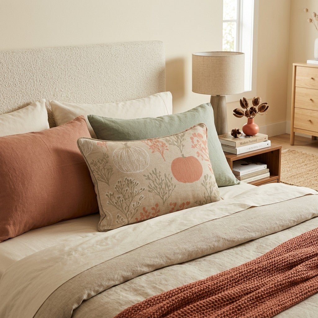 Cream Pumpkin on Linen Throw Pillow - Hillcroft Home