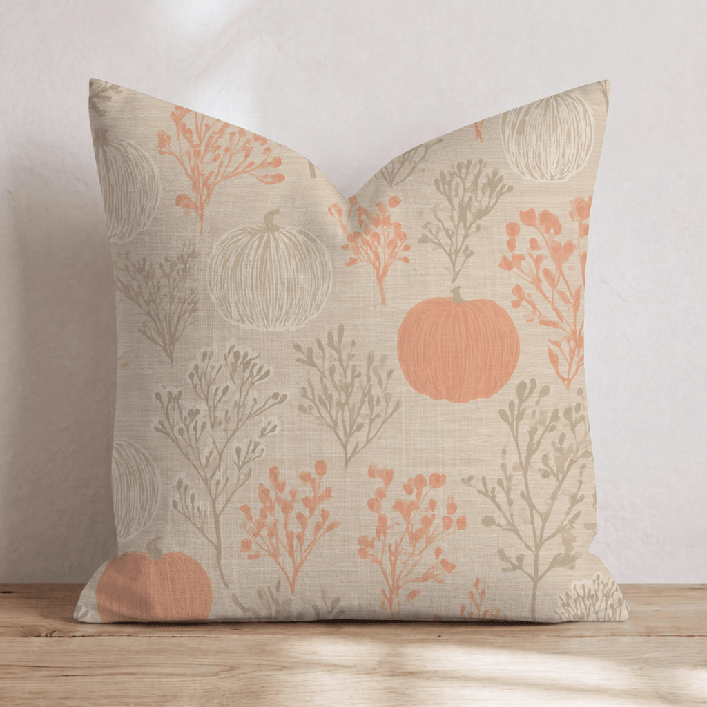 Cream Pumpkin on Linen Throw Pillow - Hillcroft Home