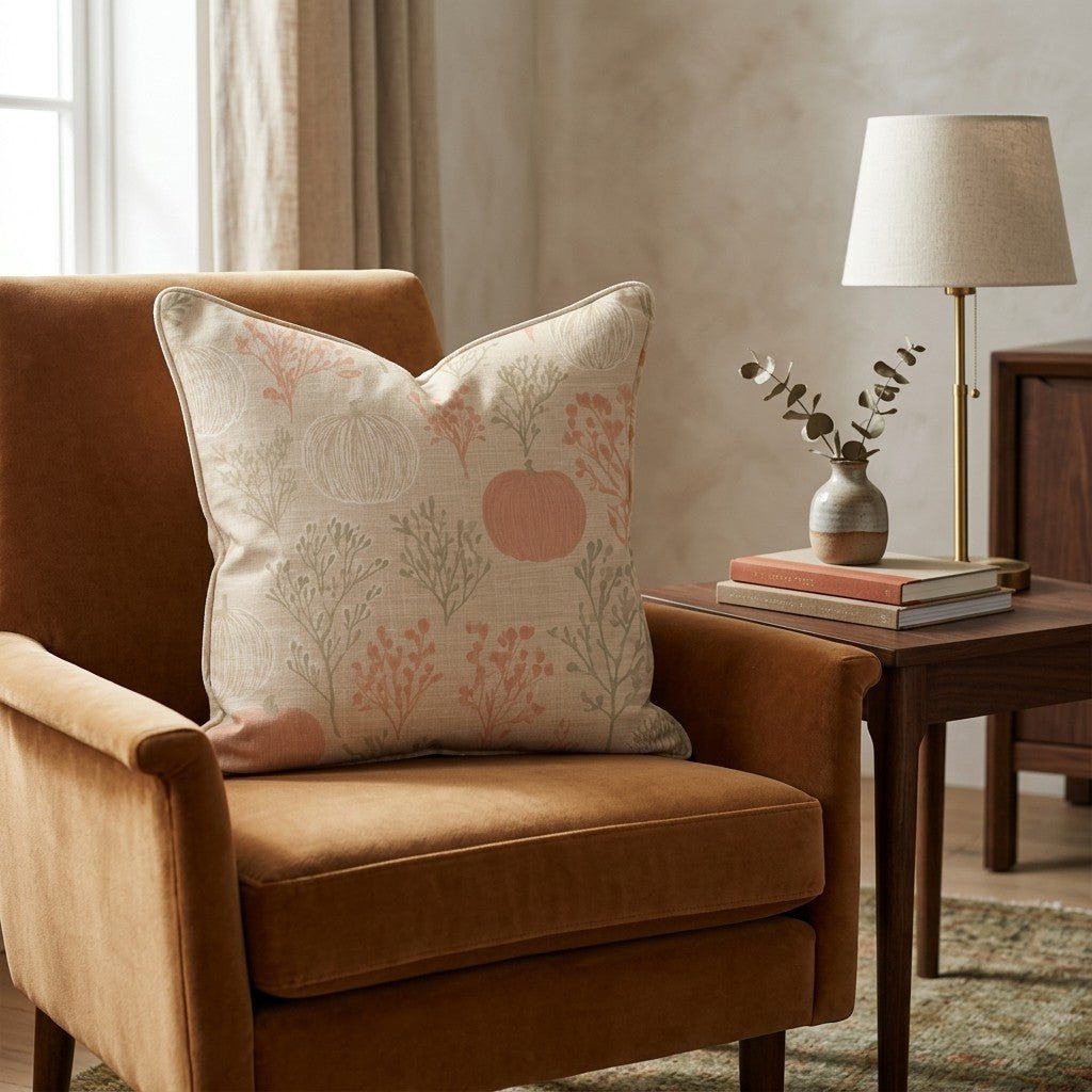 Cream Pumpkin on Linen Throw Pillow - Hillcroft Home