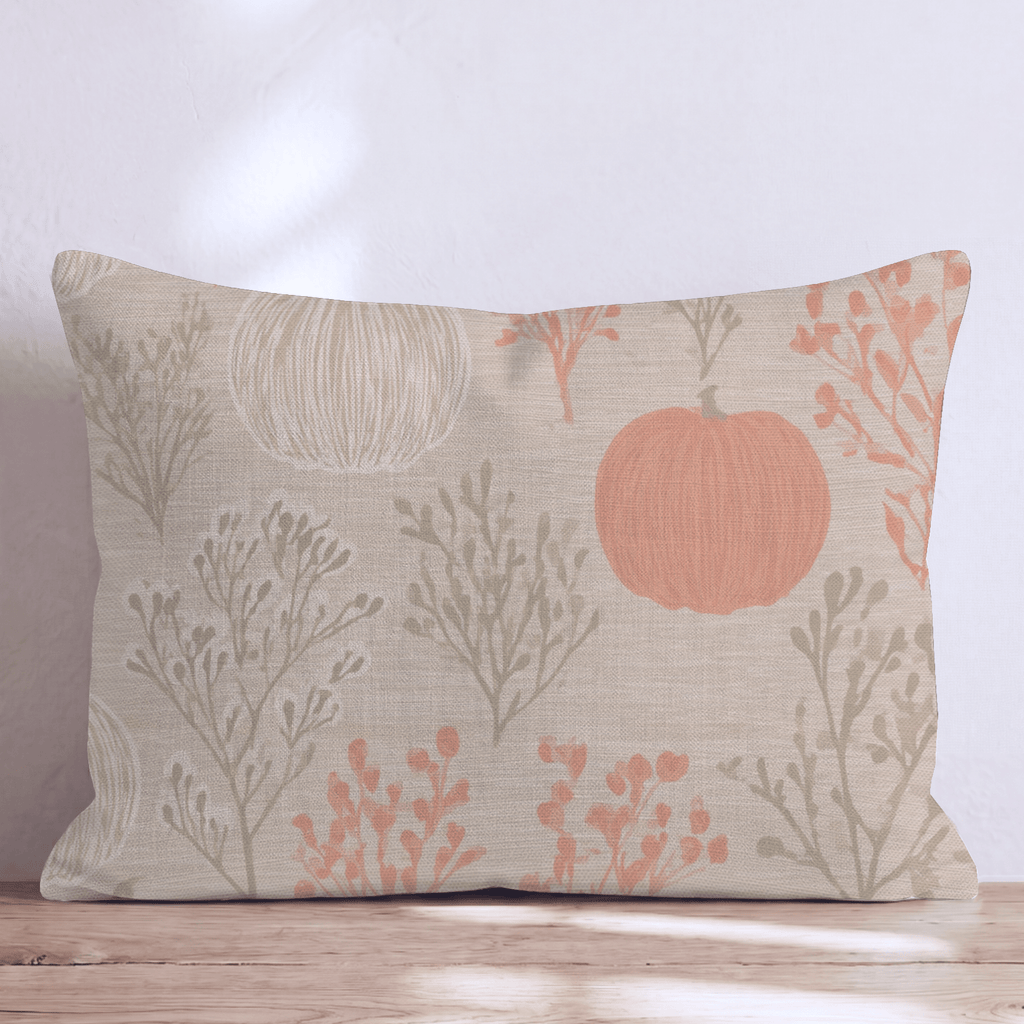 Cream Pumpkin on Linen Throw Pillow - Hillcroft Home
