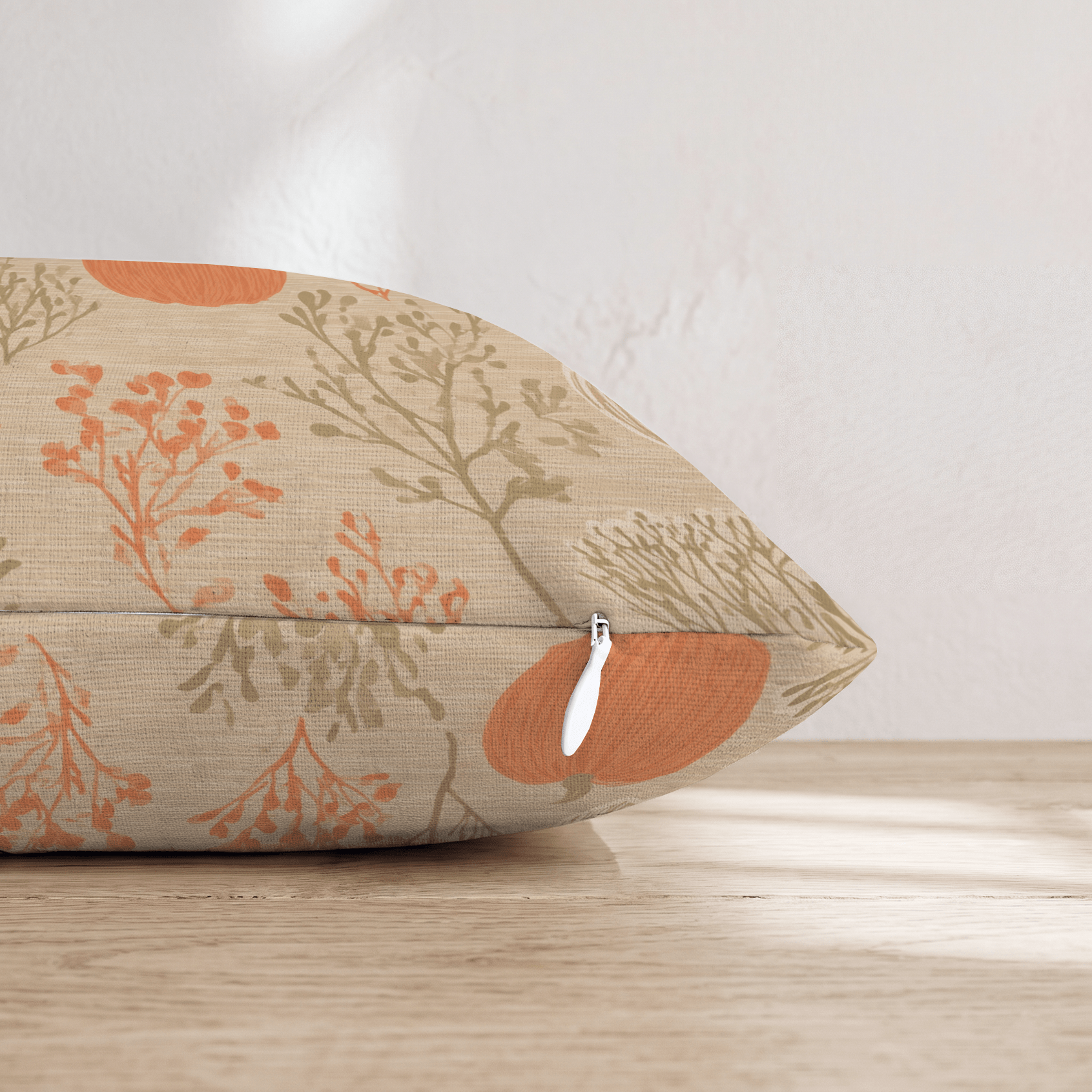 Cream Pumpkin on Linen Throw Pillow - Hillcroft Home