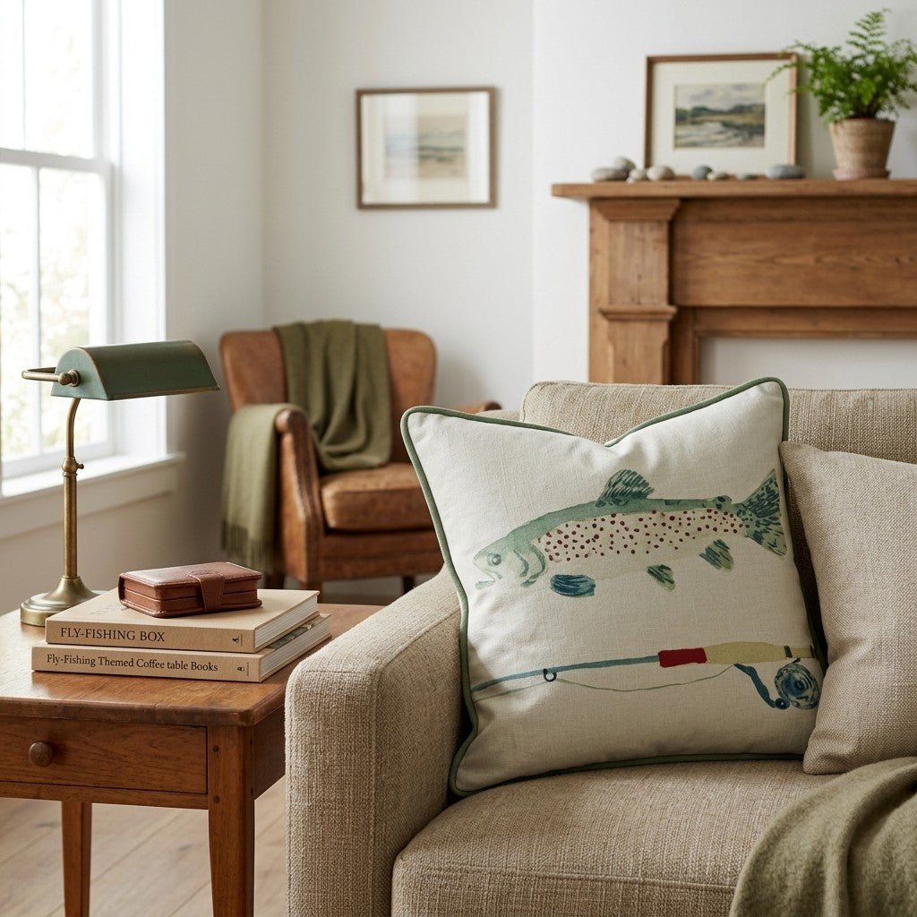 Creek Fly Fishing Throw Pillow - Hillcroft Home