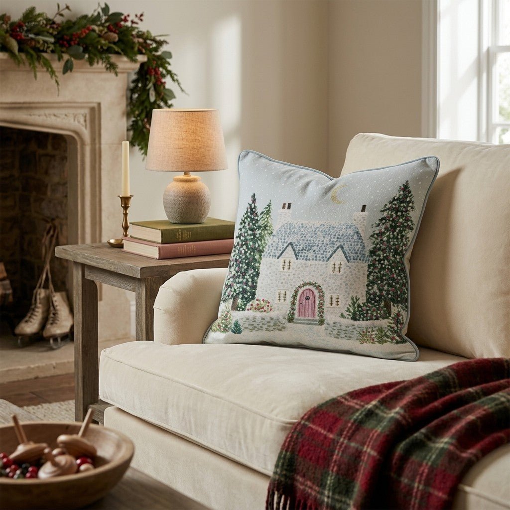 Crescent Moon Stone Cottage Throw Pillow - Hillcroft Home