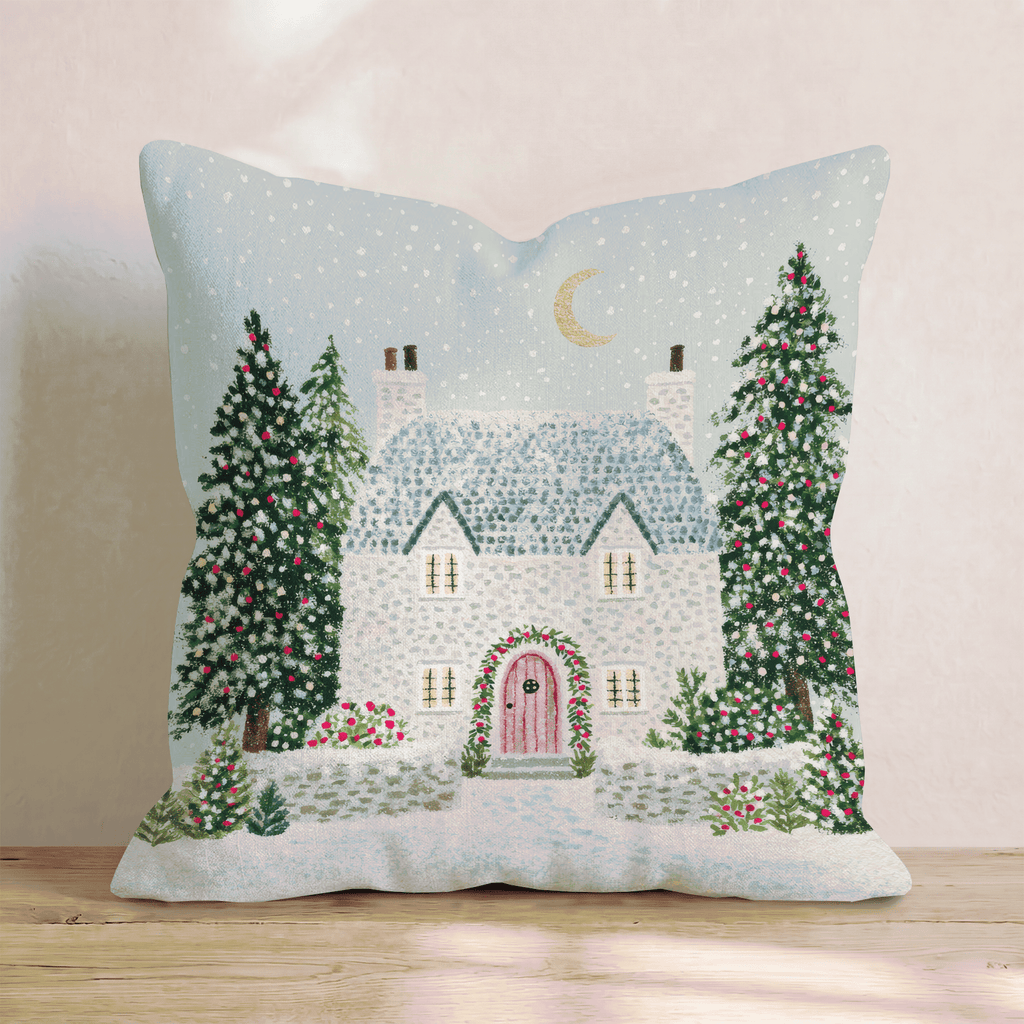 Crescent Moon Stone Cottage Throw Pillow - Hillcroft Home