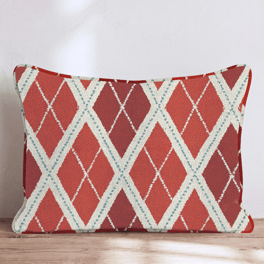 Crimson Argyle Throw Pillow - Hillcroft Home
