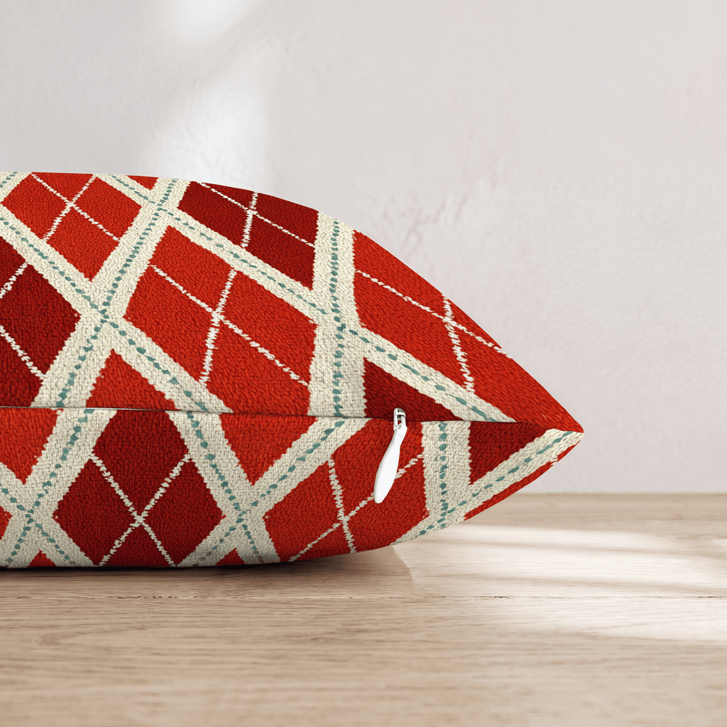 Crimson Argyle Throw Pillow - Hillcroft Home