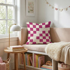 Crimson Cream Bold Check Throw Pillow - Hillcroft Home