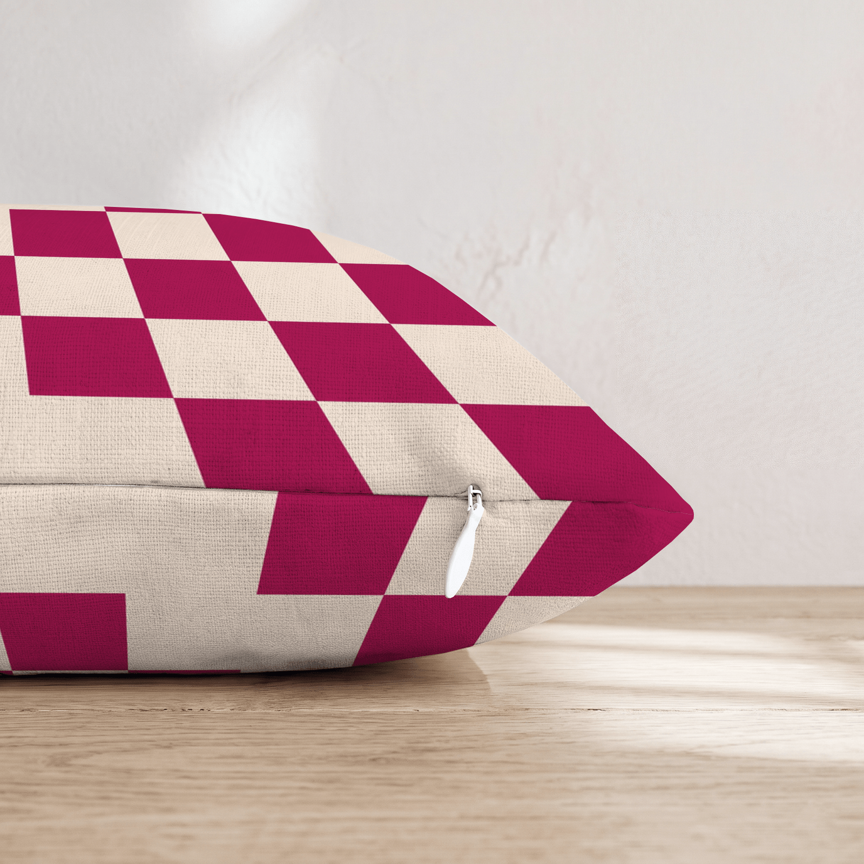 Crimson Cream Bold Check Throw Pillow - Hillcroft Home