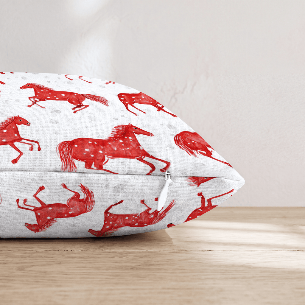 Crimson Galloping Herd Throw Pillow - Hillcroft Home