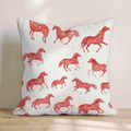 Crimson Galloping Herd Throw Pillow - Hillcroft Home
