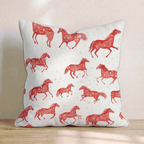 Crimson Galloping Herd Throw Pillow - Hillcroft Home