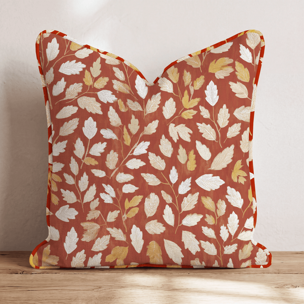 Crimson Leaf Cascade Throw Pillow - Hillcroft Home