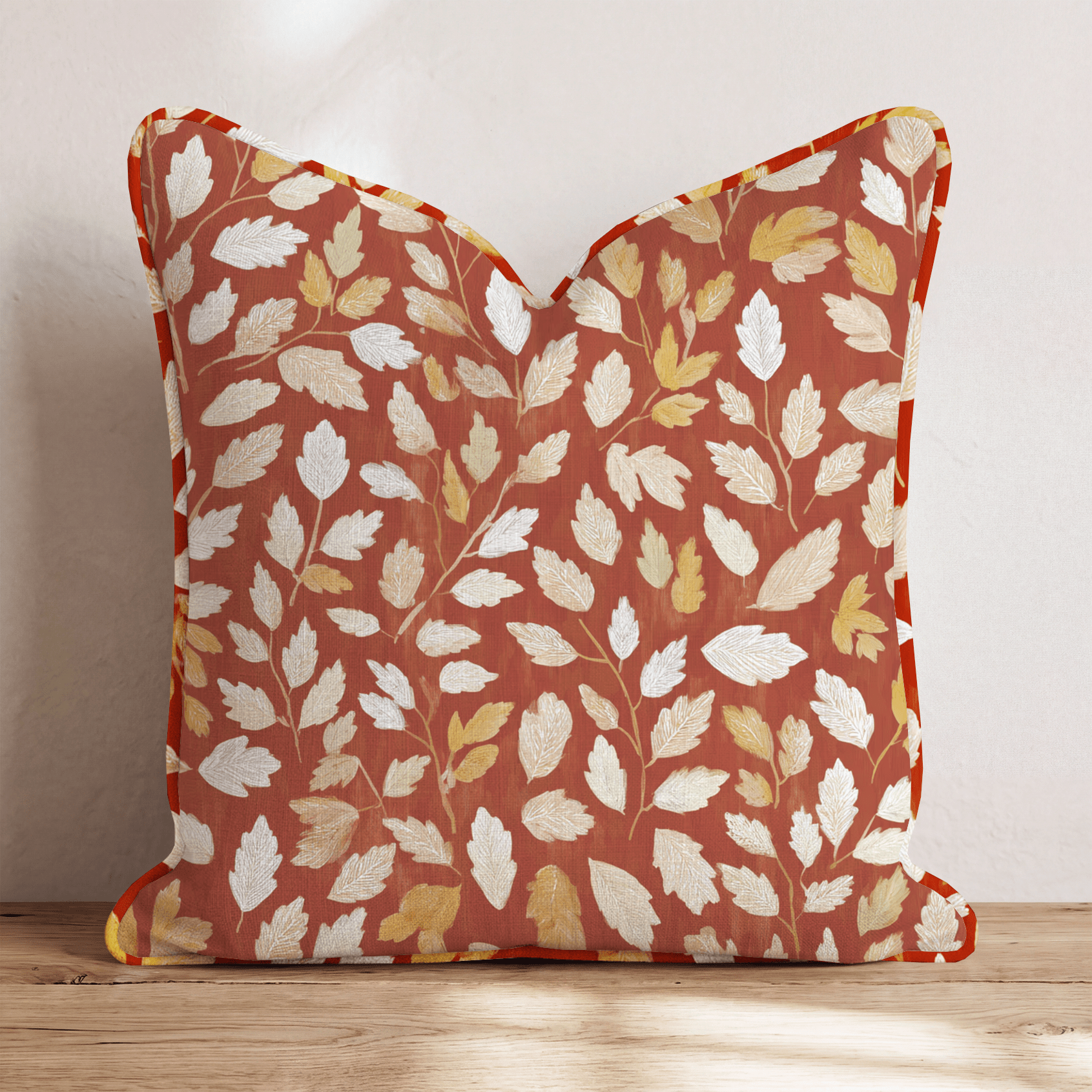 Crimson Leaf Cascade Throw Pillow - Hillcroft Home