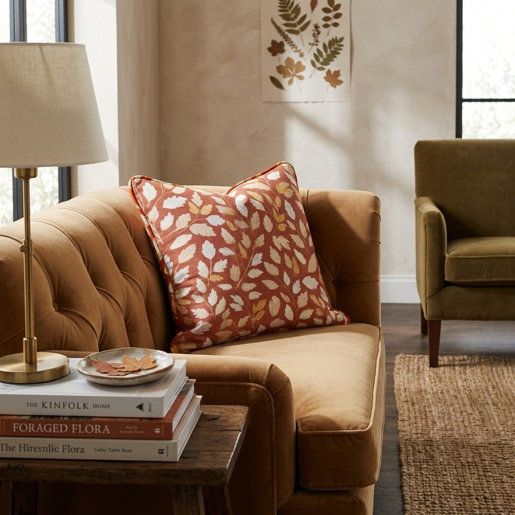 Crimson Leaf Cascade Throw Pillow - Hillcroft Home