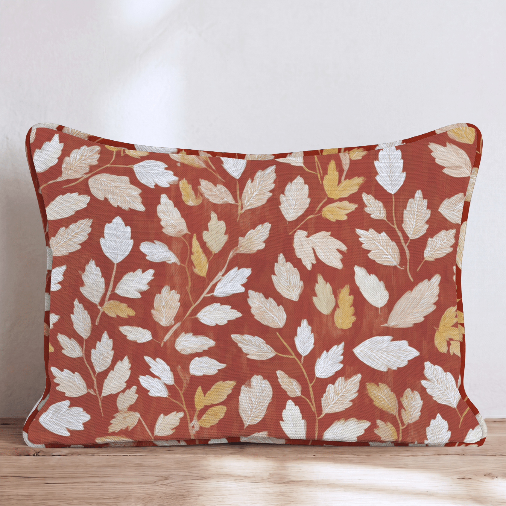 Crimson Leaf Cascade Throw Pillow - Hillcroft Home