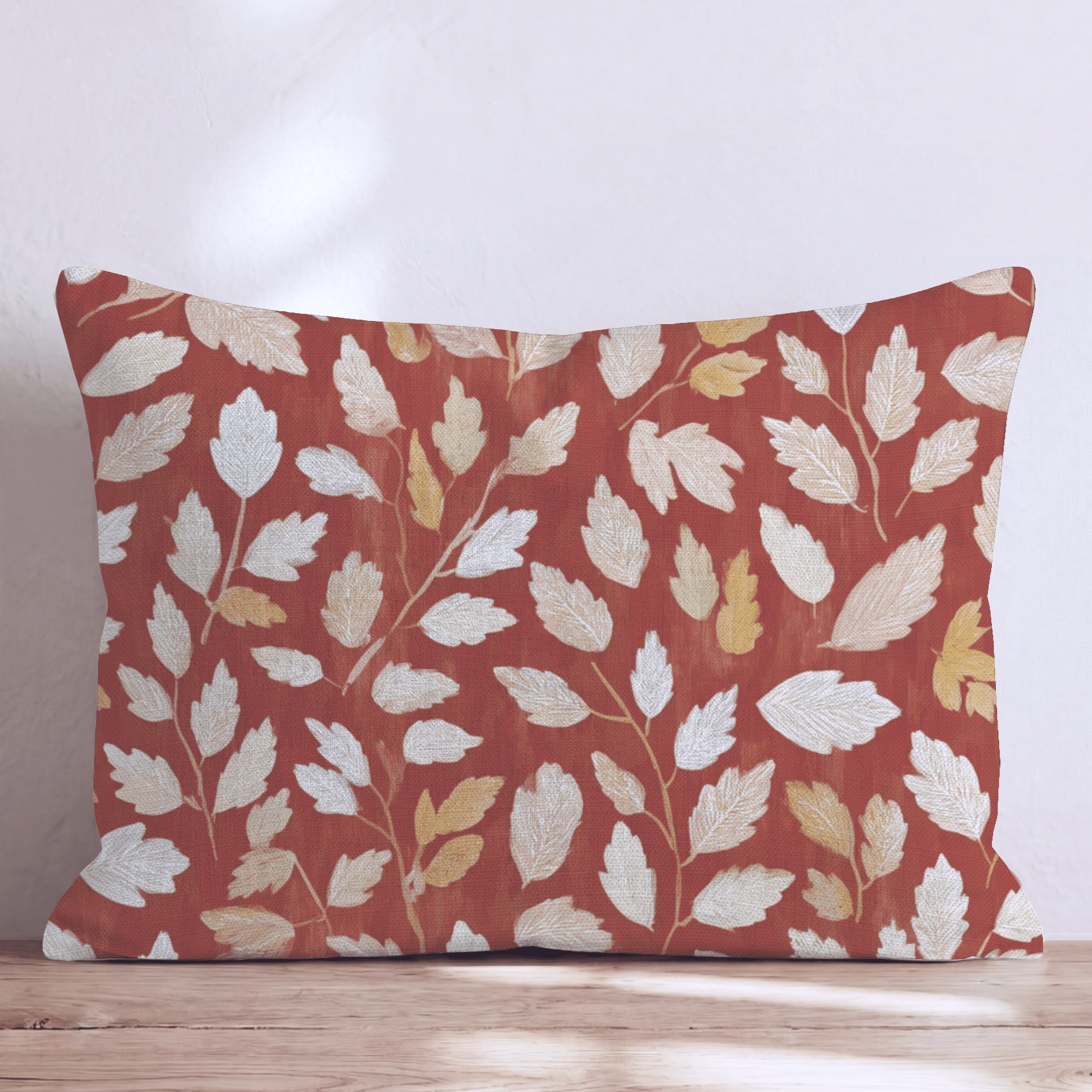 Crimson Leaf Cascade Throw Pillow - Hillcroft Home