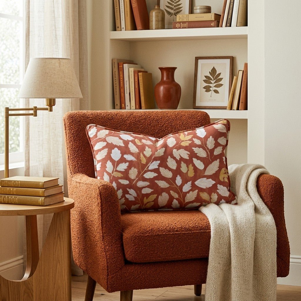 Crimson Leaf Cascade Throw Pillow - Hillcroft Home