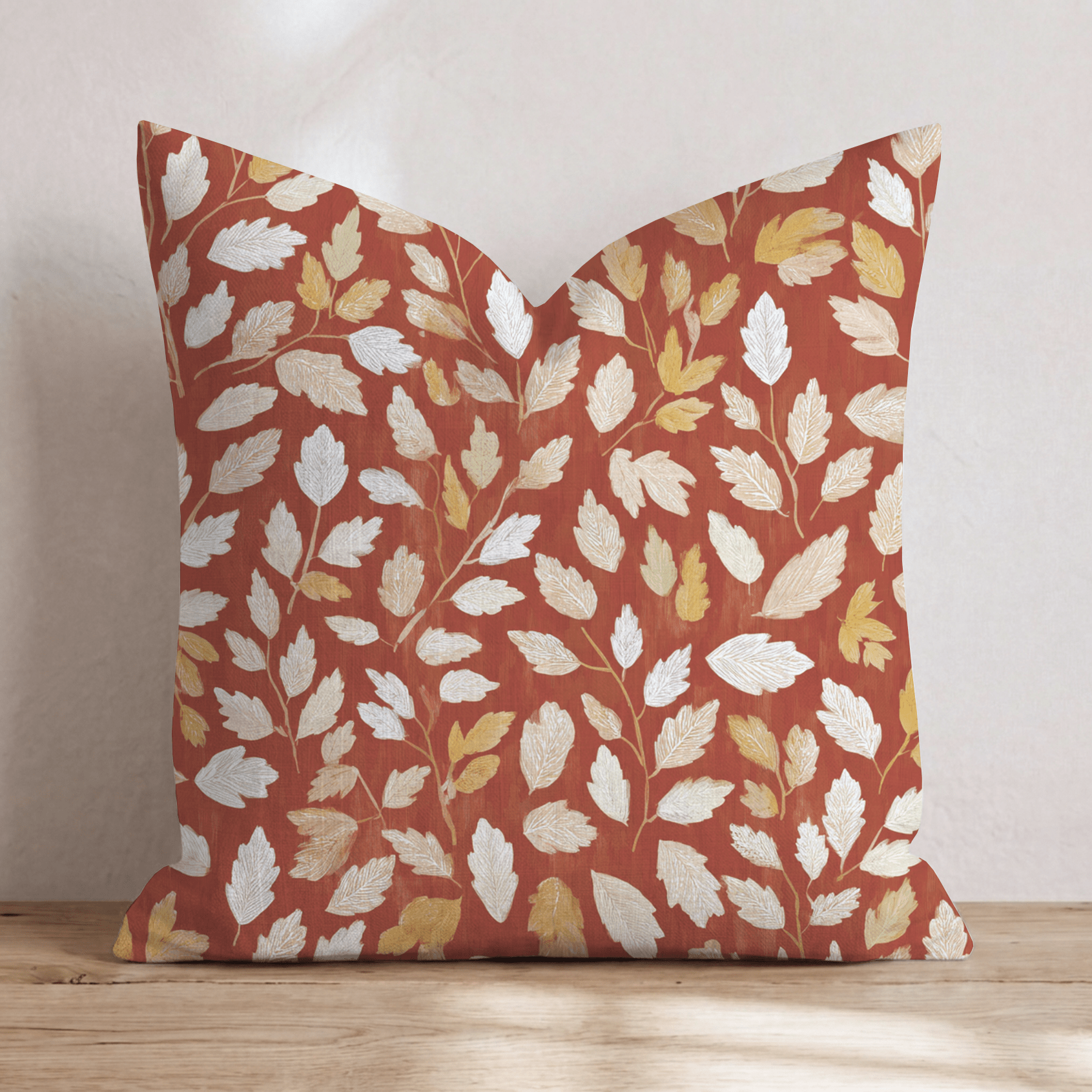 Crimson Leaf Cascade Throw Pillow - Hillcroft Home