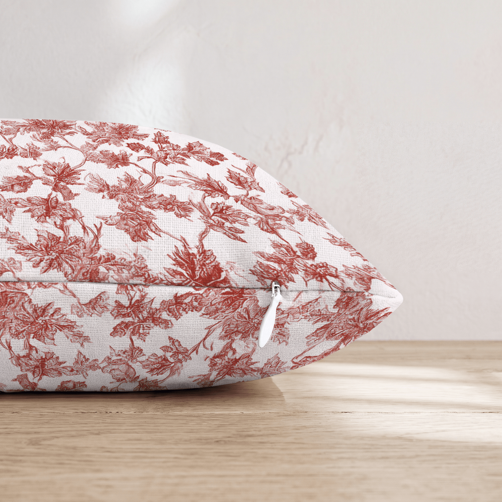 Crimson Maple Vine Toile Throw Pillow - Hillcroft Home