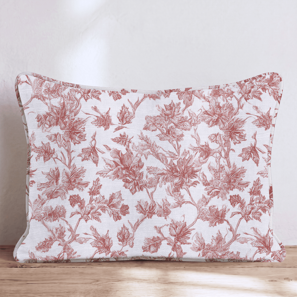 Crimson Maple Vine Toile Throw Pillow - Hillcroft Home