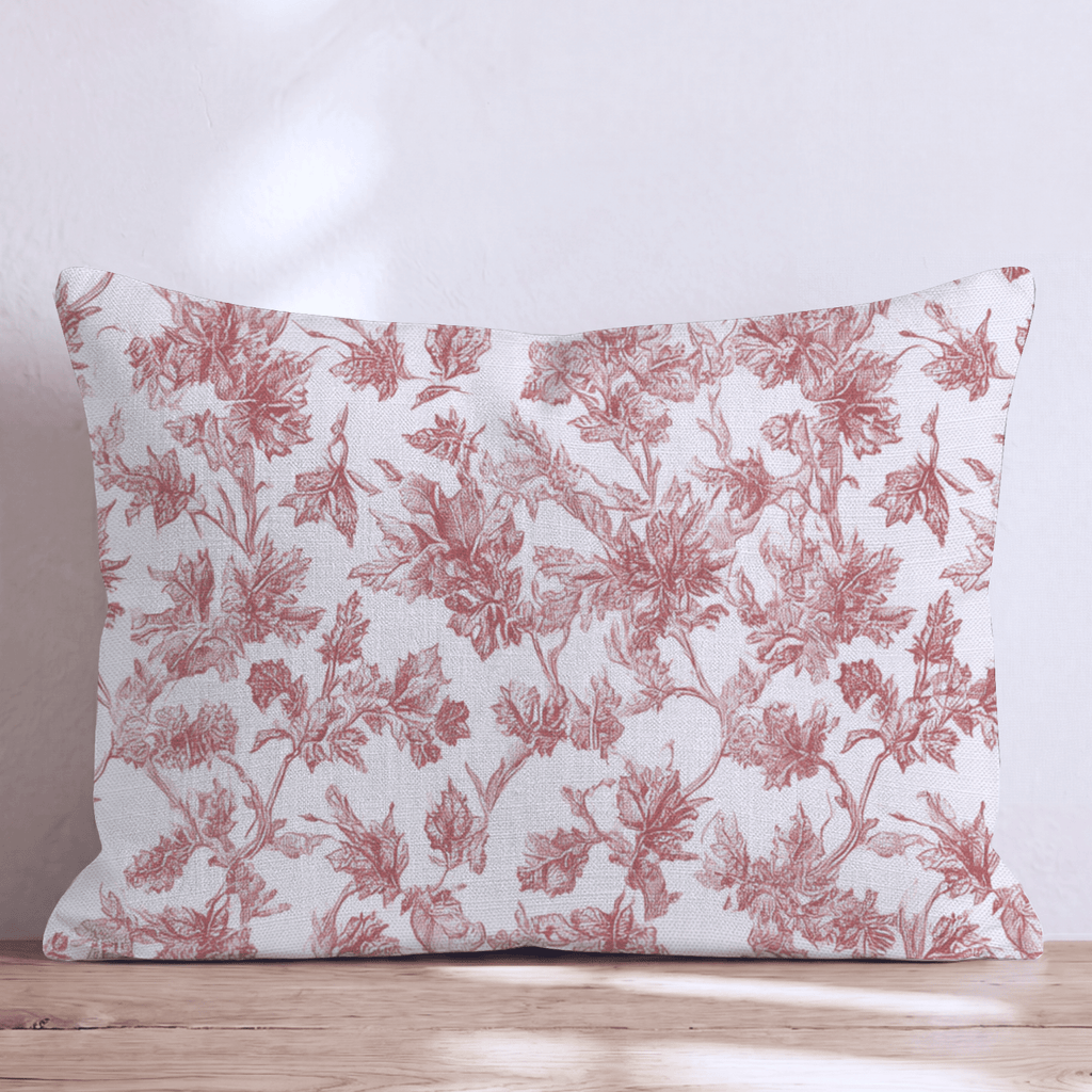 Crimson Maple Vine Toile Throw Pillow - Hillcroft Home