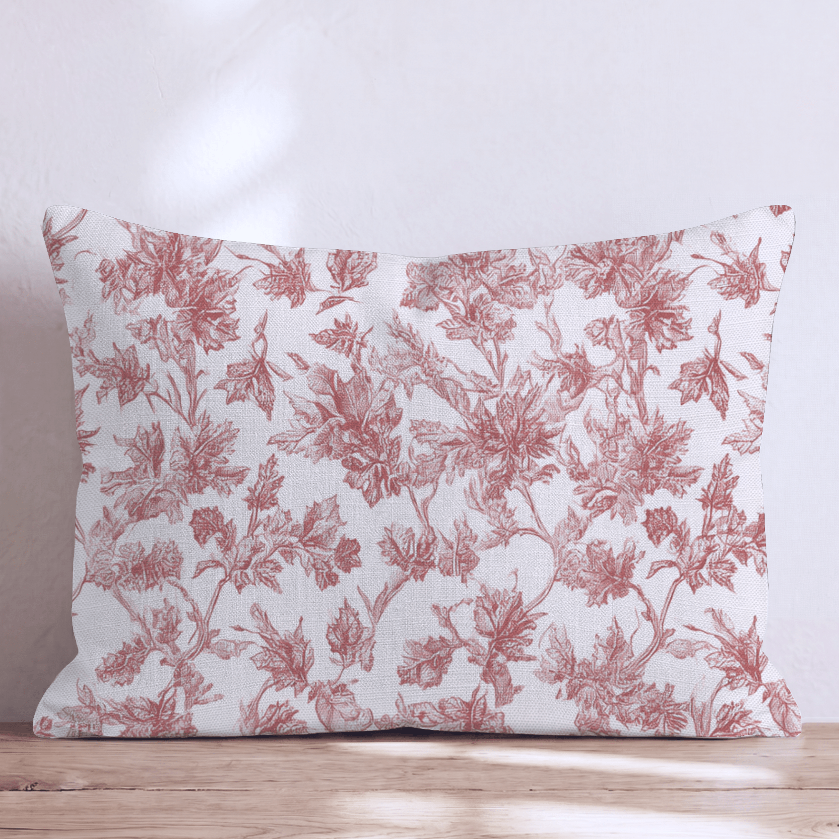 Crimson Maple Vine Toile Throw Pillow - Hillcroft Home