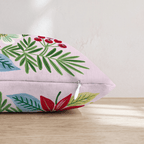Crimson Poinsettia Sprig Throw Pillow - Hillcroft Home