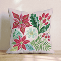 Crimson Poinsettia Sprig Throw Pillow - Hillcroft Home