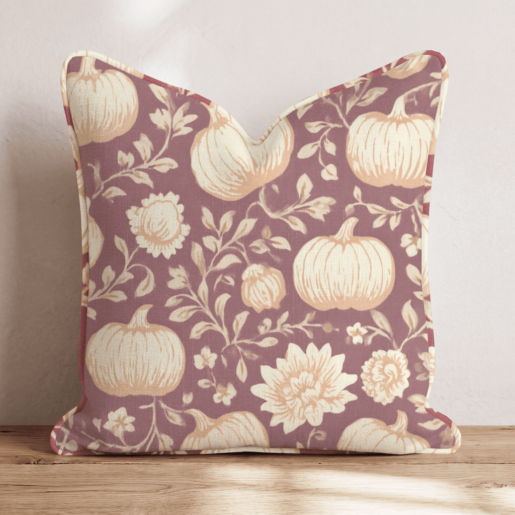 Crimson Pumpkin Toile Throw Pillow - Hillcroft Home