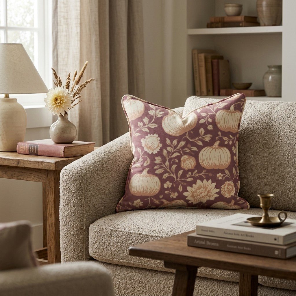 Crimson Pumpkin Toile Throw Pillow - Hillcroft Home